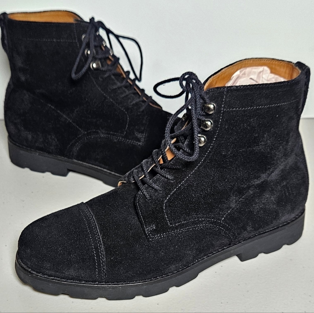 Ralph Lauren Suede Lace Up Combat Booties Chunky Sole 7.5
